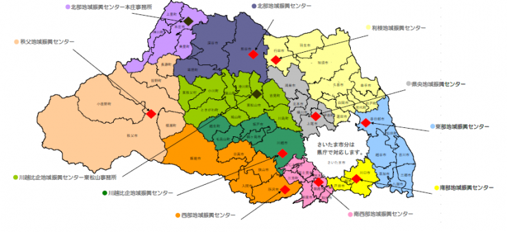 県内担当機関（地図）