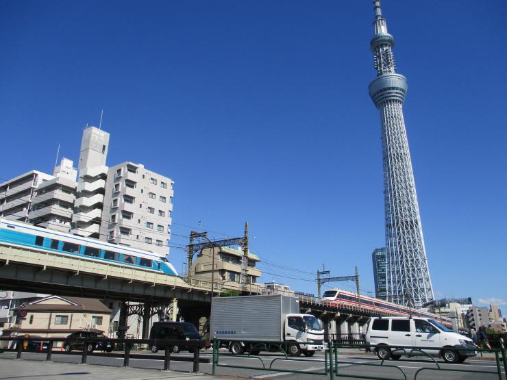 跡地周辺から見えるスカイツリーの写真