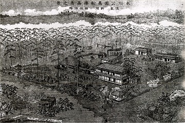 明治21年銅版画「氷川公園萬松楼高島之図」