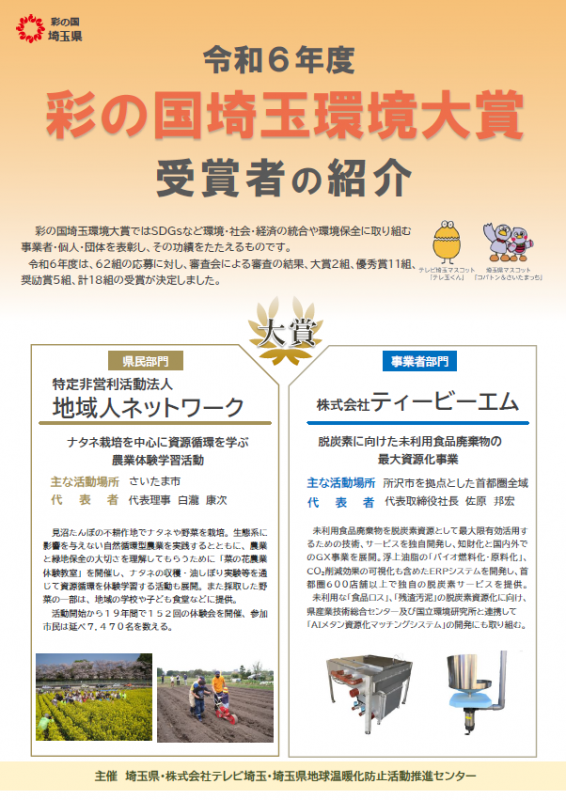 環境大賞受賞者紹介リーフレット表紙