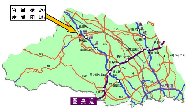 寄居桜沢産業団地の位置図