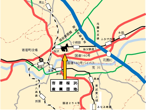 寄居桜沢産業団地の周辺図