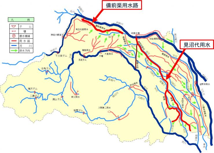 埼玉県世界かんがい施設遺産位置図