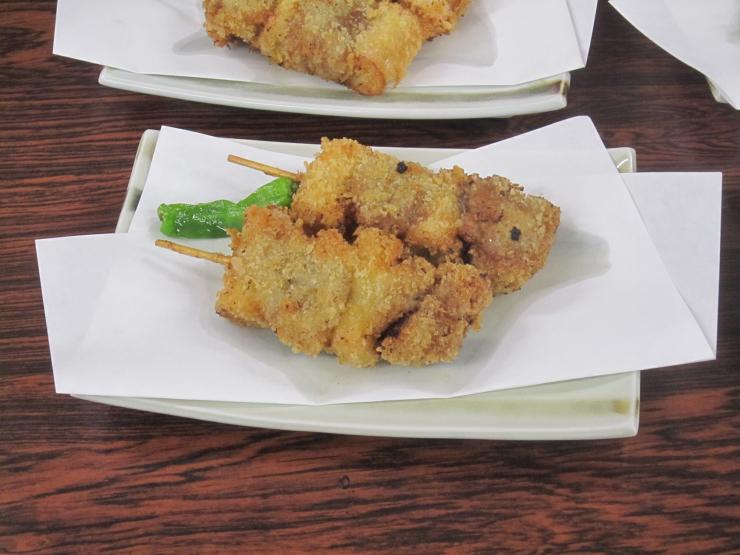 鹿肉のねぎま串カツ
