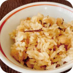 大豆と塩昆布の炊き込みご飯
