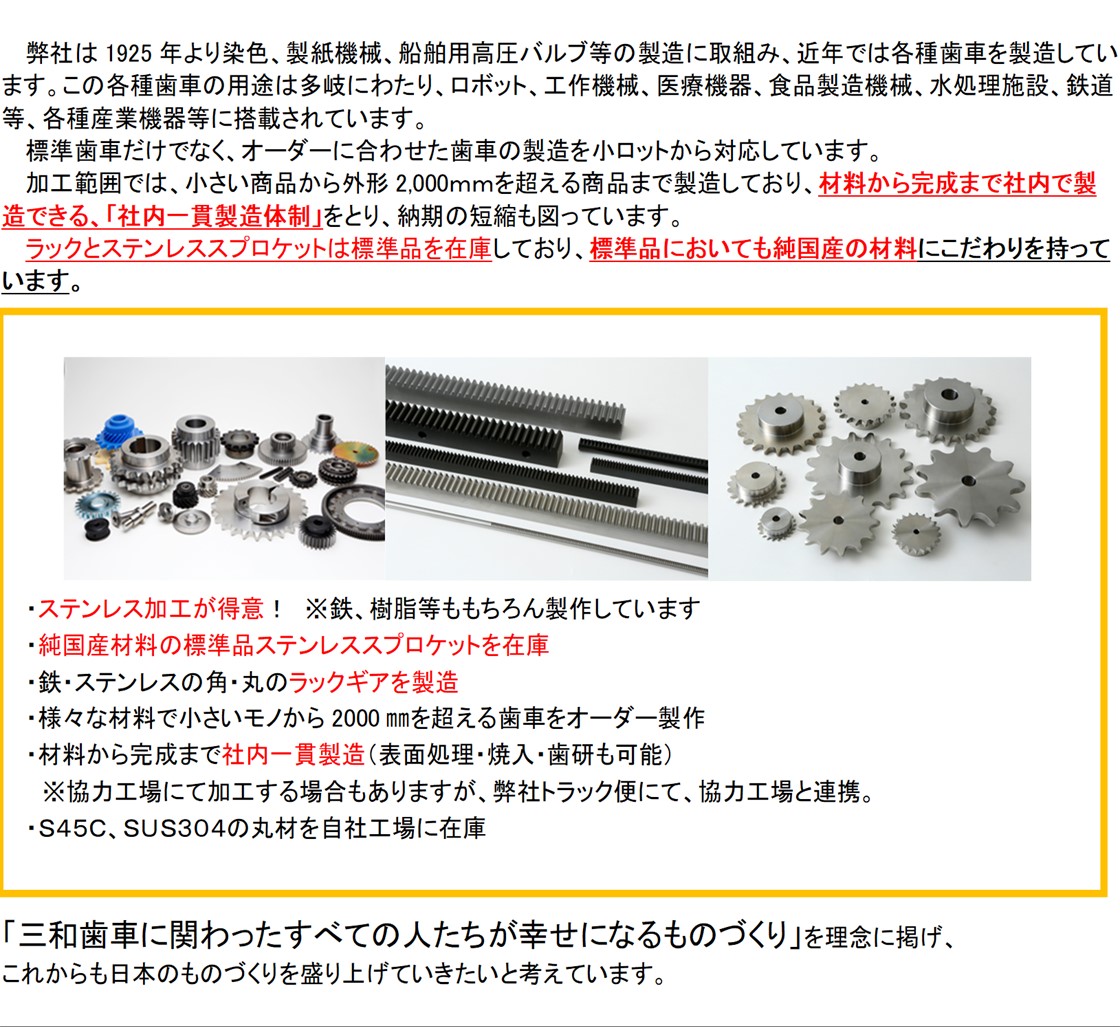 株式会社三和歯車PR画像・詳細はPDFファイルにて