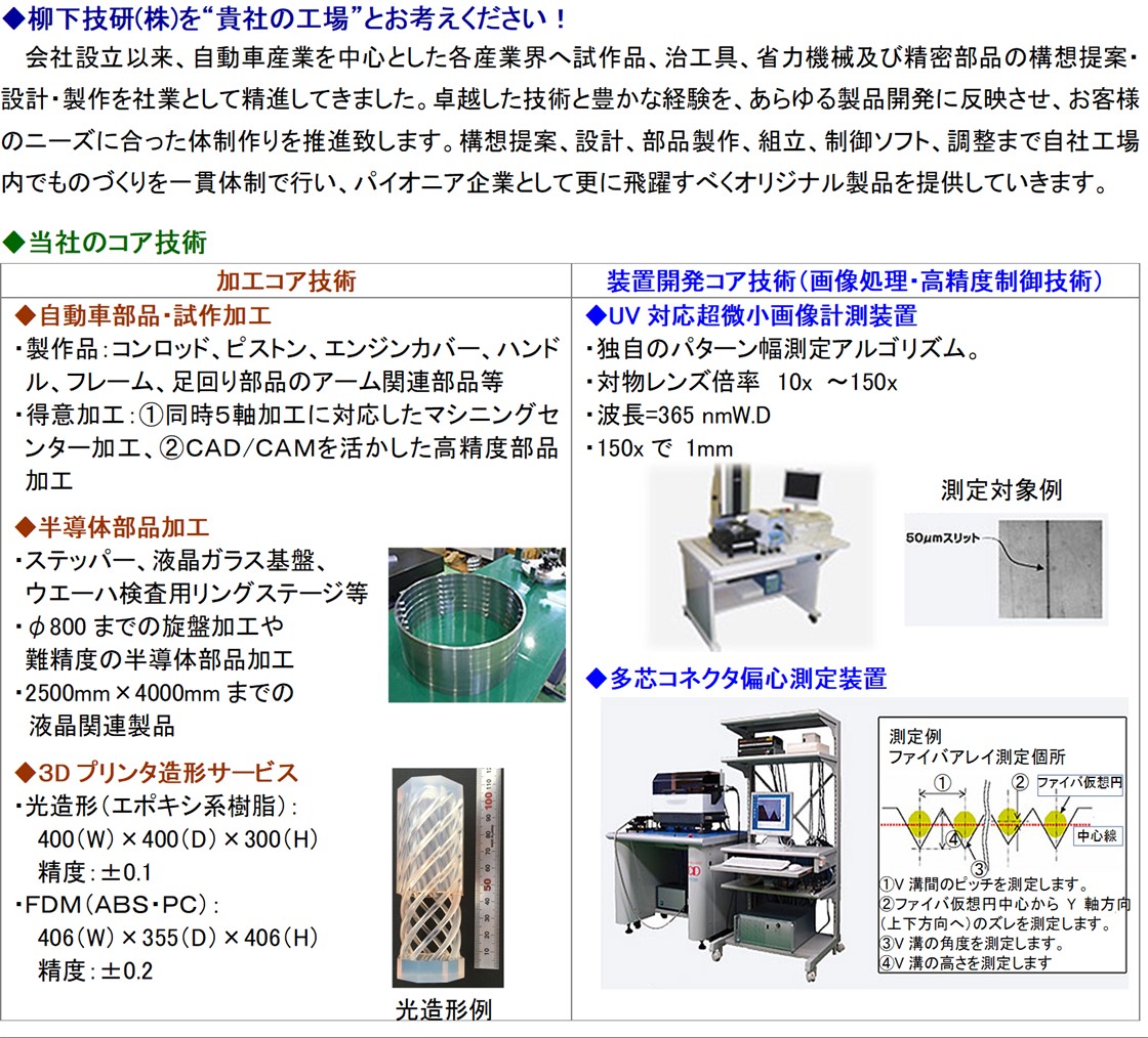 柳下技研株式会社PR画像・詳細はPDFファイルにて