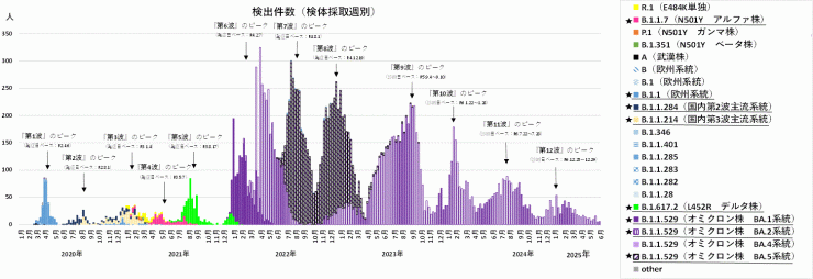 検出ゲノムの推移（2025年6月19日現在）