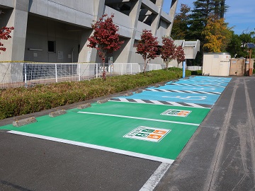 緑色の2区画が思いやり駐車場です
