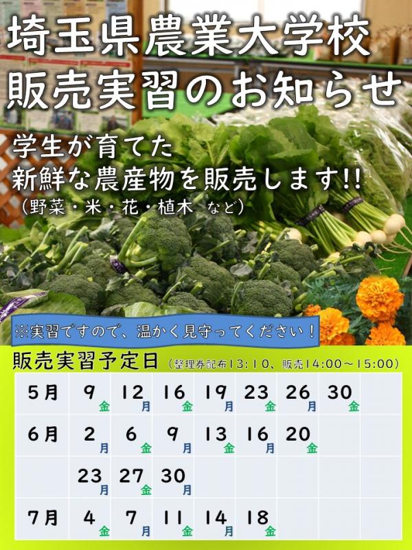 販売実習日程（令和7年5月～7月）