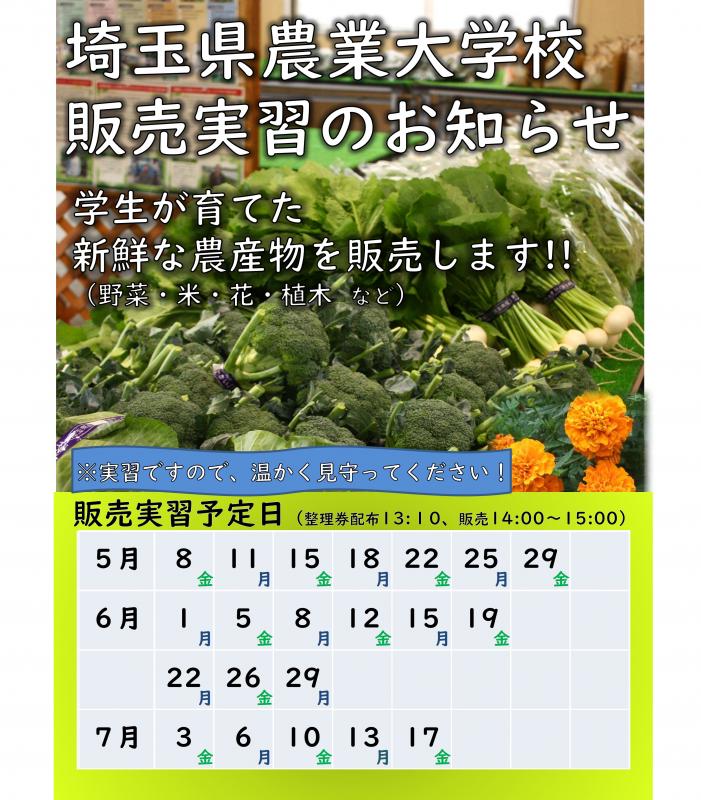 販売実習日程(令和8年5月~7月)