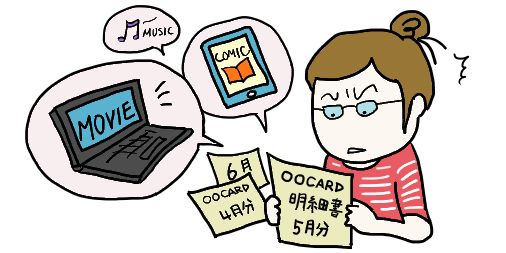 イラスト：サブスクの引き落としが続いていることに気が付いて驚く女性