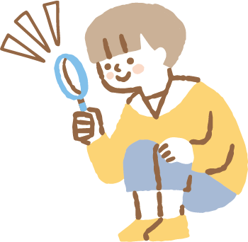 虫眼鏡を持つ人のイラスト