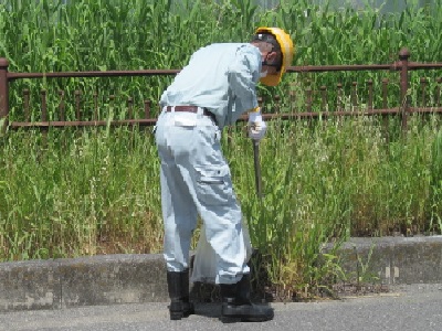 道路歩道部のゴミ拾い