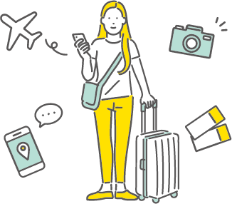 旅行を楽しむ人物のイラスト