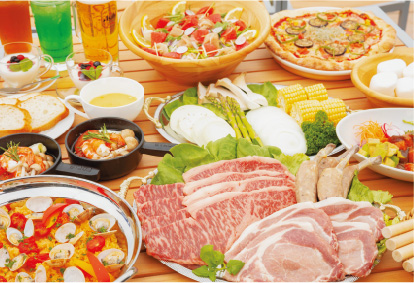 グランピングの食事写真