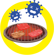 肉を焼いているイラスト