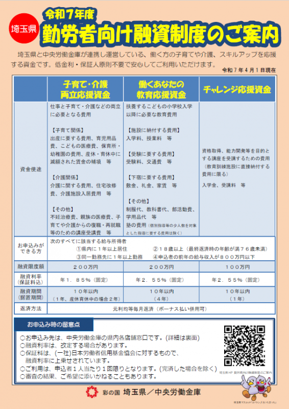 令和7年度勤労者融資リーフレット