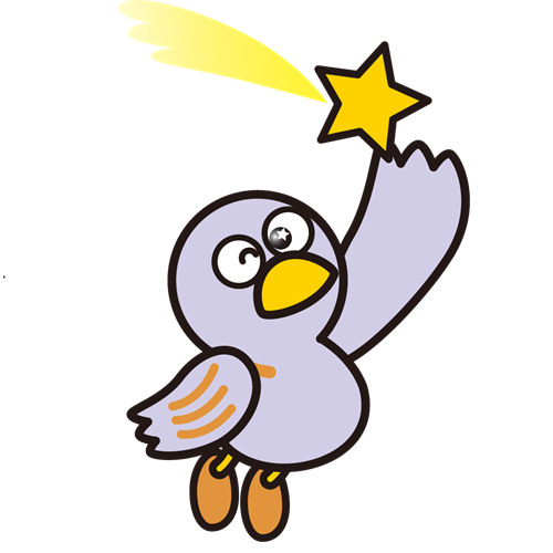輝く星を掴むきらきらした目のコバトン