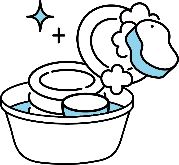 食器をため洗いしているイラスト