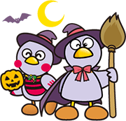 ハロウィン仕様のコバトンとさいたまっちのイラスト