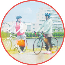 戸田公園でサイクリングしている写真