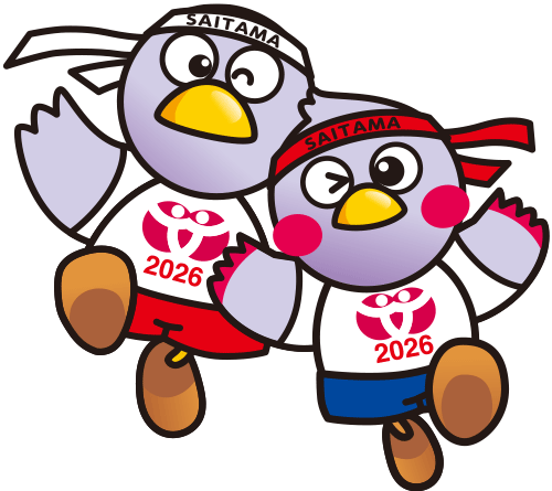 ねんりんピック仕様のコバトンとさいたまっちのイラスト