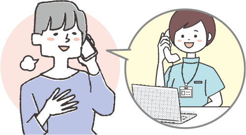 電話をかけてホッとしているイラスト