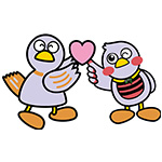 コバトン・さいたまっちがハートを持っているイラスト