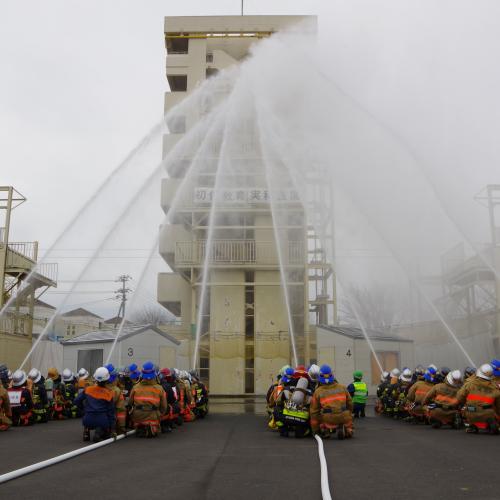 一斉放水の写真