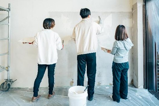 実施中左官ワークショップ