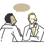 話し合う外国人たちのイラスト