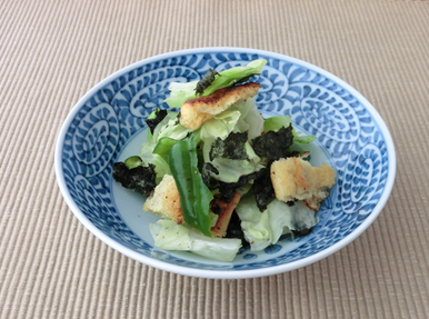 ピーマンとキャベツのいそべあえ