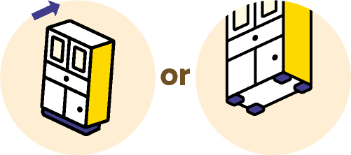 ストッパー式で固定した棚とマット式で固定した棚のイラスト