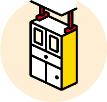 つっぱり棒で固定した棚のイラスト