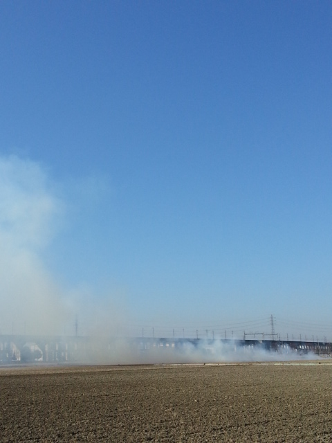 田園地域で見られるバイオマス燃焼している様子の写真