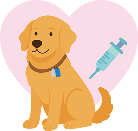 注射を受ける犬のイラスト