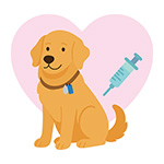 注射を受ける犬のイラスト