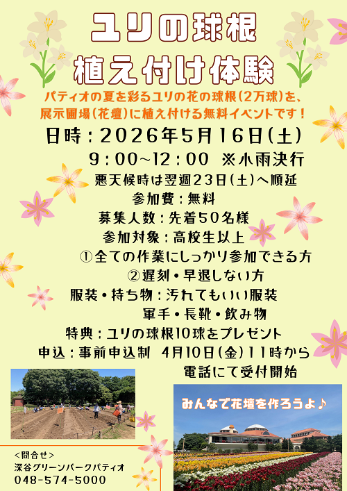 ユリの球根植え付け体験イベント