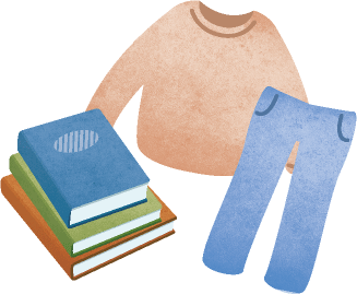 本と衣服のイラスト