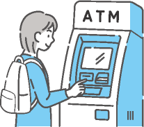 ATMを使用するイラスト