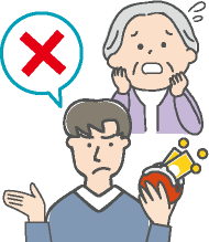 高齢者に生活に必要なお金を使わせない男性のイラスト