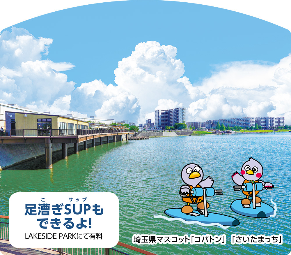 足漕ぎSUP（サップ）もできるよ！LAKESIDE PARKにて有料