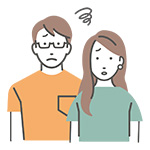 悩んでいる夫婦のイラスト
