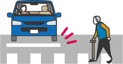 歩行者が横断歩道を渡っているイラスト