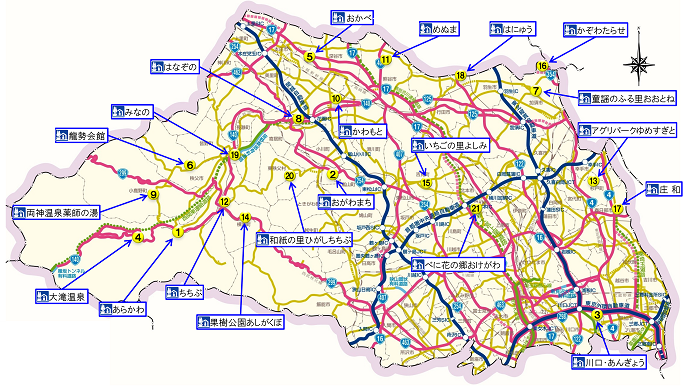 県内道の駅位置図（R7）