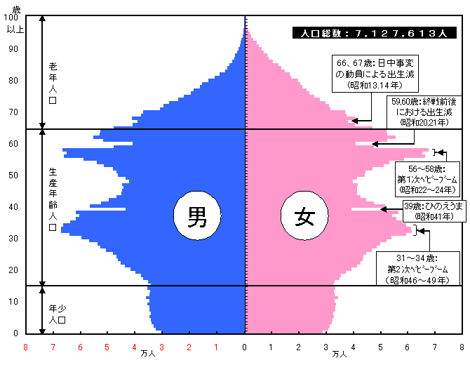 人口ピラミッド（平成18年1月1日現在）